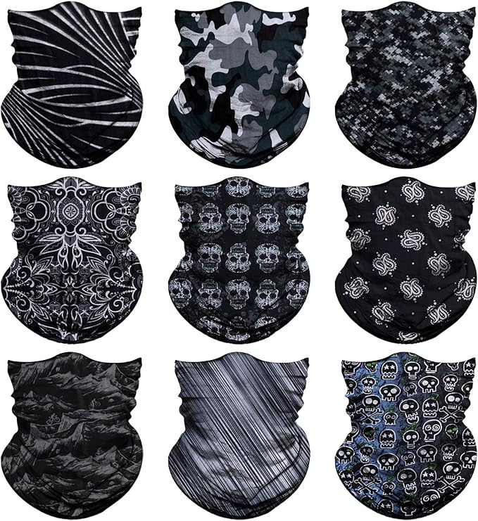 Venswell Neck Gaiter Face Mask Men Women,Seamless Bandana Rave Face Cover Scarf Mask,Balaclava,Headband, Head Wrap,Headwear