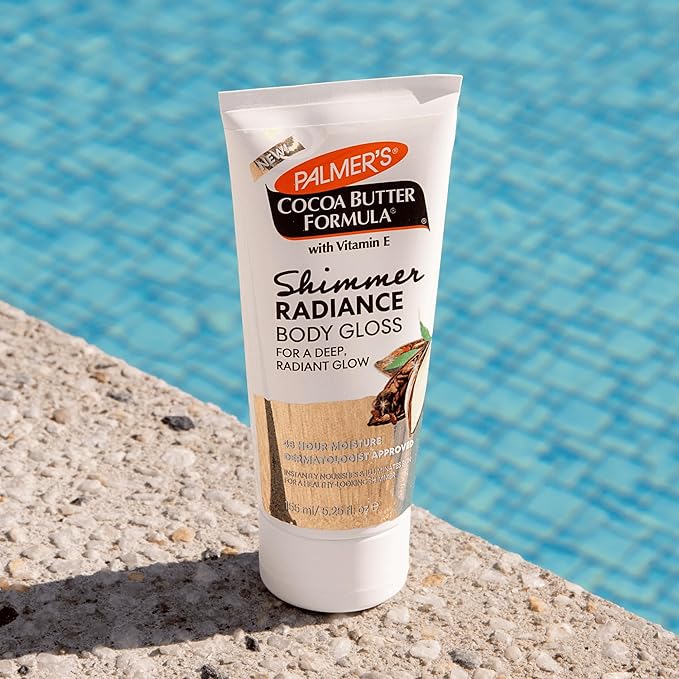 Palmer's Cocoa Butter Formula Shimmer Body Lotion with Vitamin E,5.25 Fl Oz,Radiance Body Gloss,Help Blur Veins,Cellulite,Marks,48 Hour Moisture,(Pack of 2)