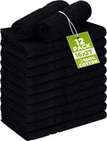 Utopia Towels Cotton Bleach Proof Salon Towel 16 by 27 inches, Bleach Safe Gym 100% Cotton Hand Towel, 12 Pack, Black