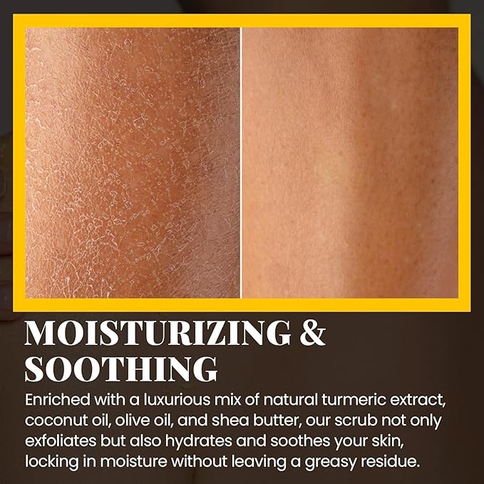 Turmeric Scrub For Dark Armpit Remover, Turmeric Body Exfoliator For Inner Thigh Dark Spots,Natural Glow Brightening Exfoliating Body Scrub,Cellulite Butt Sugar Scrub For Private Area