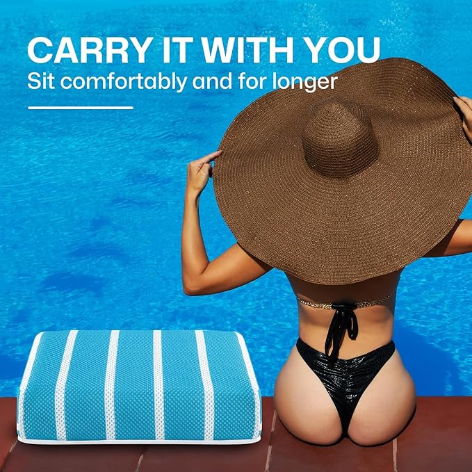 OS OMYSTYLE Hot Tub Booster Seat Cushion Pillow for Indoor or Outdoor Use, Weighted Spa Pillow with Washable 4D Mesh Cover & Non-Slip Bottom, Hot Tub Accessories for Adults - 16 x 12 x 4.3 Inch, Blue