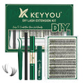 KEYYOU Lash Extension Kit DIY 280Pcs Lash Clusters Eyelash Extension Kit 30D40D,D Curl 9-18MIX Lash Clusters Kit with Lash Glue Remover Applicator Easy to Use for Beginners(Kit,30D40D-D,9-18MIX)