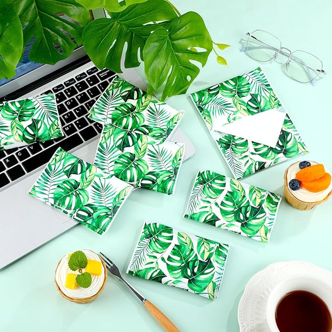 Geyee 50 Packs Tissue Travel Size Facial Paper Napkins Travel Packs Disposable Pocket Tissues for Wedding Guest Traveling School Purse Home Supplies, 500 Sheets 3 Ply(Palm Leaves)