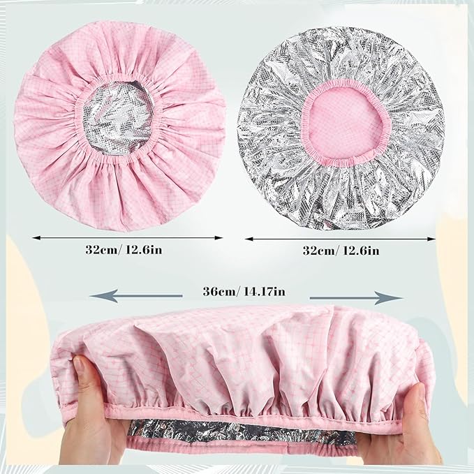 2 Pcs Double Layer Deep Conditioning Cap, Large Heat Cap Shower Cap Steam Cap Processing Caps for Long Thick Hair