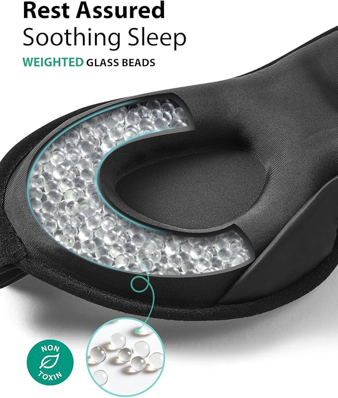 MABAO Weighted Sleep Mask - 100% Blackout Eye Mask for Sleeping for Women Men, 3D Contoured for Lash Extension, Zero Eye Pressure Memory Foam Cover, Soft Gentle Pressure Blindfold for Travel - Purple