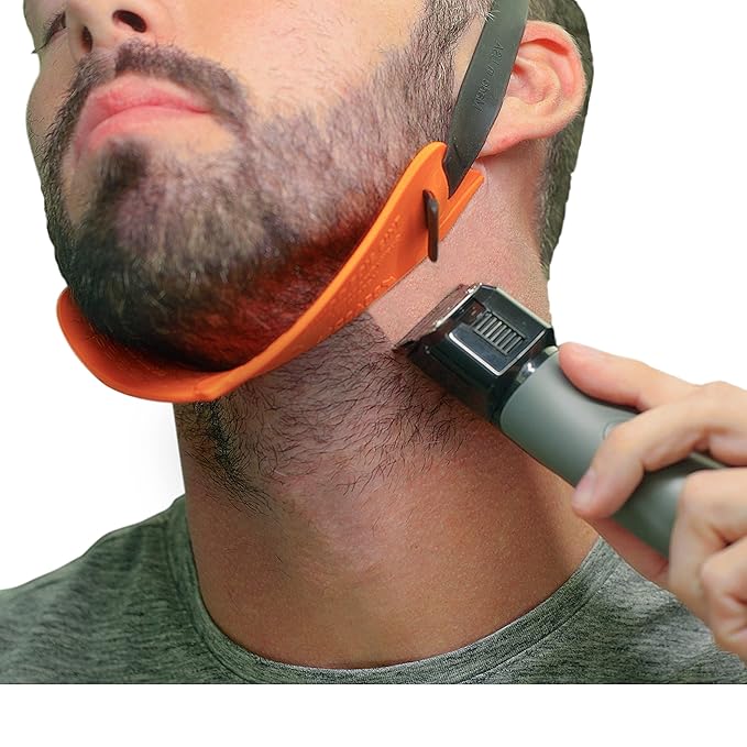 Quality Time Beard Neckline Shaper Guide; Hands-Free, Durable, the Original Premimum Adjustable, Beard Template, Do-it-yourself Neck Haircut Tool, Beard Lineup Shaping Guard/Stencil, Made in USA