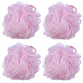 60g/pcs Pink Mesh Bath Sponge Shower Pouf Loofahs Shower Puff Pack of 4 (Pink)