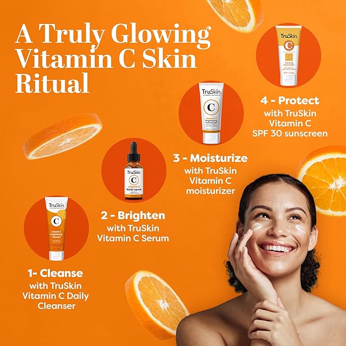TruSkin Vitamin C Face Cream – Brightening & Hydrating Daily Moisturizer with Vitamin E, B5, Jojoba Oil & Green Tea – Smooth, Radiant-Looking Skin, 4 Fl Oz (Pack of 2)