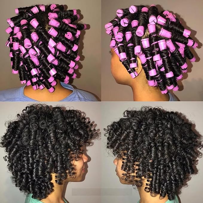 30Pcs Hair Perm Rods Set, 3 Sizes Plastic Hair Cold Wave Rods, Heatless Perming Rods Hair Curlers for Long Short Natural Hair DIY Hairdressing Styling Tools(Purple+Yellow+Orange)