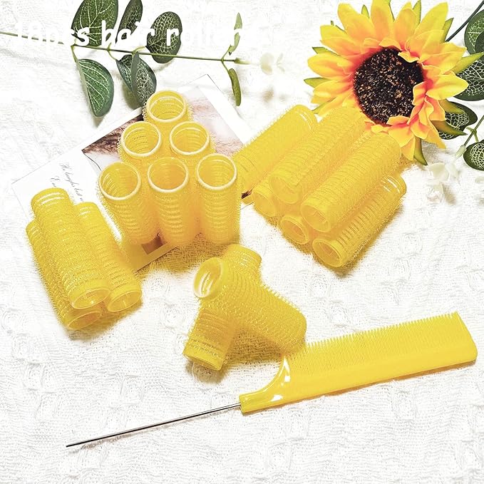 ZMD 18Pcs Self Grip Small Hair Curlers, Plastic Heatless Salon Dressing Rollers DIY Curly Hair Accessories for Women Girls Short Medium Hair (0.8 x 2.4 Inch)