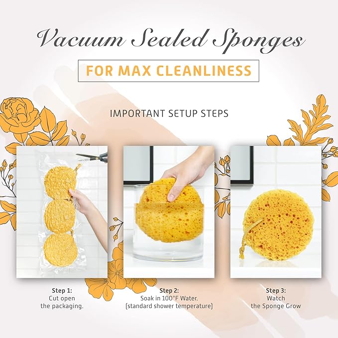 Spongentle Deep Cleansing Body Loofah Sponge, Natural Colors, for Bath and Shower, Multiple Textures for Gentle and Deep Exfoliation, Generous and Rich Lather, (Pack of 3)