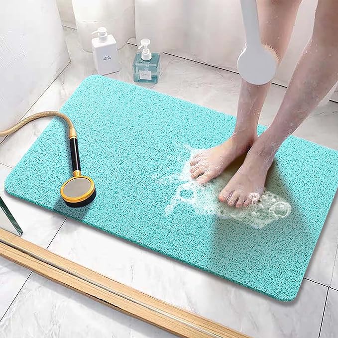 Asvin Soft Textured Bath, Shower, Tub Mat, 24x16 Inch, Phthalate Free, Non Slip Comfort Bathtub Mats with Drain, PVC Loofah Bathroom Mats for Wet Areas, Quick Drying