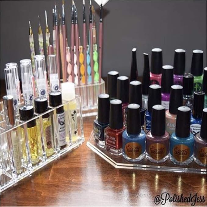 BY ALEGORY Acrylic Nail Art Tool Organizer Storage for Storing Pro Beauty Finger Nailcare Art Kit Tools Makeup Display Case Refillable Container Holder Organization