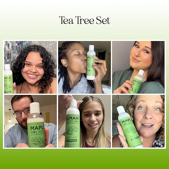 Tea Tree Shampoo and Conditioner Set - Sulfate Free Clarifying Shampoo and Conditioner for Oily Hair & Scalp Care with Australian Tea Tree Oil - Complete Dry Scalp Treatment for Build Up (8 Fl Oz)