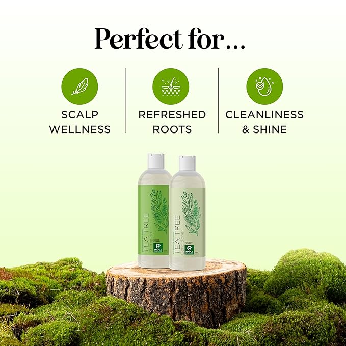 Tea Tree Shampoo and Conditioner Set - Sulfate Free Clarifying Shampoo and Conditioner for Oily Hair & Scalp Care with Cleansing Tea Tree Oil - Complete Oily and Dry Scalp Treatment for Build Up