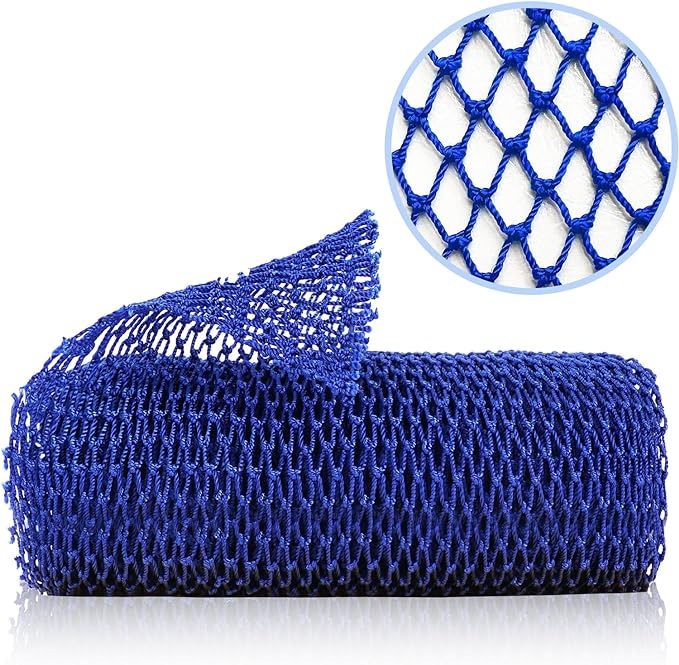 African Net Sponge, Authentic Exfoliating Body Scrubber for Bath and Shower, Multiple Textures with Gentle Deep Exfoliating and Rich Lather for All Skins (Blue)