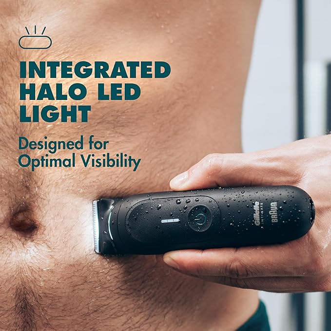 Gillette i7 Intimate Men’s Premium Pubic Hair Trimmer, Waterproof LED Body Hair Trimmer for Men, Manscaping Body Groomer