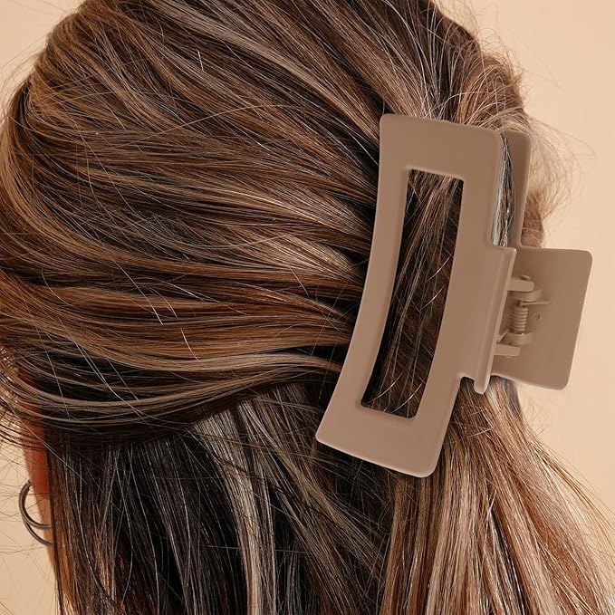 Auseibeely 6 Pack Square Claw Clips for Women Girls, 3.5" Medium Non-slip Rectangular Matte Claws Strong Jumbo Hair Styling Accessories for Thin Hair, Ideal for Gifts, Wine Red