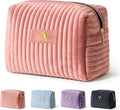 COSHAYSOO Bridesmaid Proposal Engagement Gifts Bridal Shower Bachelorette Party Favors Makeup Bag Quilted Make Up Cosmetic Pouch for Bride to Be Maid of Honor Godmother Dusty Pink Initial Letter A
