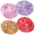 4 PCS Shower Cap for Women, Elastic and Reusable Bath Caps, Double Layers Shower Caps Reusable Waterproof, Bathing Shower Caps, Environmental Bath Hair Protection Cap - Heart