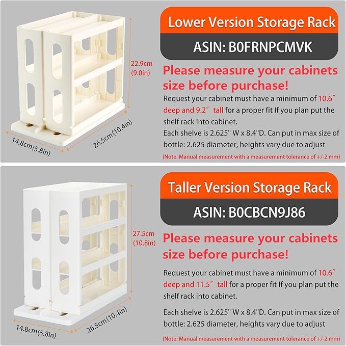 Medicine Organizer 2 Three-Decker Shelves Cabinet Storage Rack Organizer for Holding Vitamins, Supplements Cosmetics (9”H x 5.8”W x 10.4”D) (Natural White)