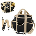 Abbylike Grooming Tote Bag for Horses and Dogs Organize Tack Tools Equestrian Grooming Kit Care Portable with Multiple Pockets for Supplies (Stylish,10.63 x 10.63 x 9.45 Inch,Khaki and Black)