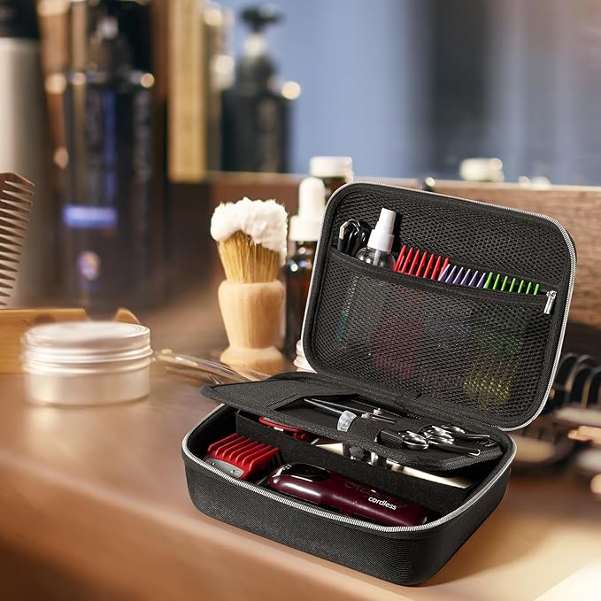 ProCase Hard Hair Clippers Case, Barber Supplies Hair Cutting Tool Accessories Storage Organizer, Trimmer Travel Bag for TPOB/Hatteker/Oneisal/Wahl 5Star/Andis Men Razor Guard Grooming Kits -Black