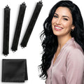 Overnight Blowout Rods | Heatless Curls for Long or Short Hair Rollers Blow Out Curling Rod No Heat Flexi Foam Tubes Silk Satin Velvet Soft Curlers to Sleep In Tools Set by VISOFO (Black, 3 Set)