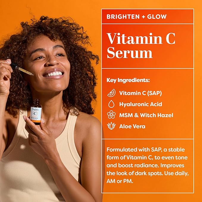 TruSkin Face Serum Duo – Vitamin C Serum & Retinol Serum for Face – AM & PM Anti Aging Skincare Routine – Brightening & Smoothing Facial Serums, 1 fl oz Each