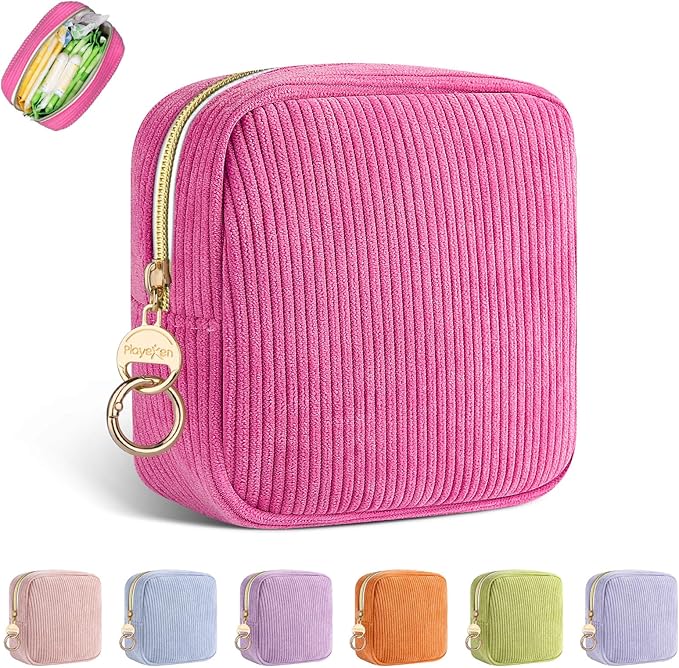 Period Bag for Teen Girls, Corduroy Sanitary Napkin Storage Bag, Menstrual Pad Pouches Tampon Holder for Purse