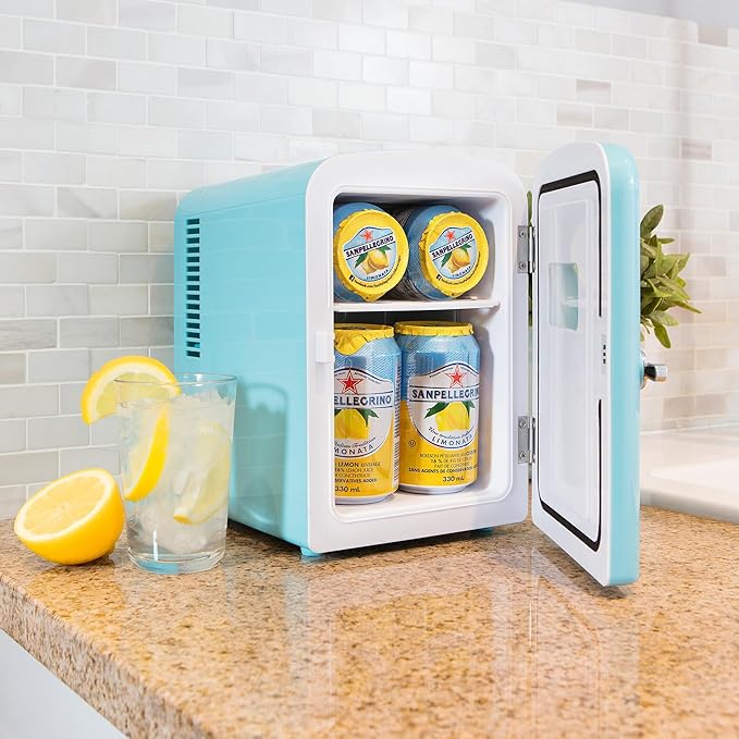 Koolatron Retro Mini Fridge 4 Liter Green Portable Refrigerator for Bedroom Office Dorm Skincare Table Top Beverage Cooler Travel Bottle Warmer Kimchi Fridge Car Outdoor Patio 6 Can Capacity