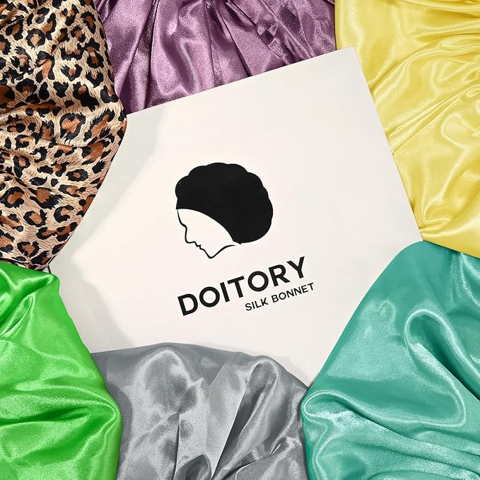 Satin Silk Bonnet for Sleeping, Double Layer Silk Sleep Cap for Men & Women, Soft Satin Lined Bonnet for Curly Hair