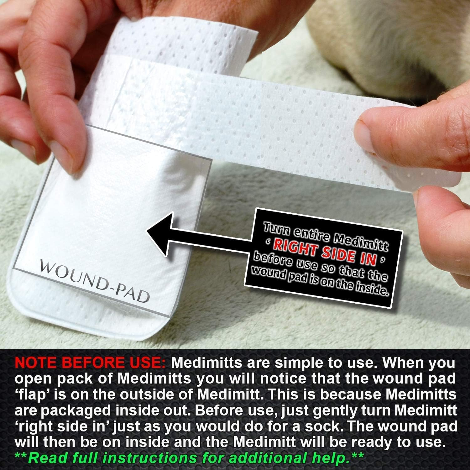 Medimitt Paw Bandages for Dogs, Cats and Pets – Stretchy Medical Booties, First Aid for Paws – Non Slip, Non Adhesive, Breathable, Disposable, Washable, Adjustable Strap, Value Pack (X-Large 20-Pack)
