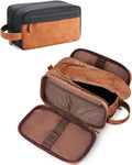 Elviros Travel Toiletry Bag Gift for Men，Mens Toiletries Bag Gifts Set Shaving Dopp Kit Water-resistant Bathroom Toiletries Organizer PU Leather Cosmetic Bags 2 Pack