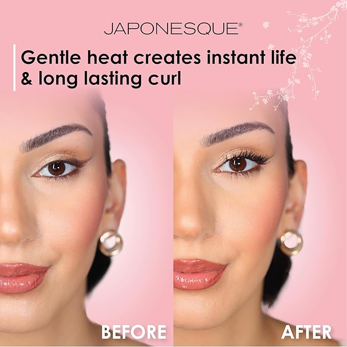 JAPONESQUE Heated Lash Curler, Long Lasting Eyelash Curler and Lifter, USB Powered, Heat Safety Settings, Electric Curler Tool