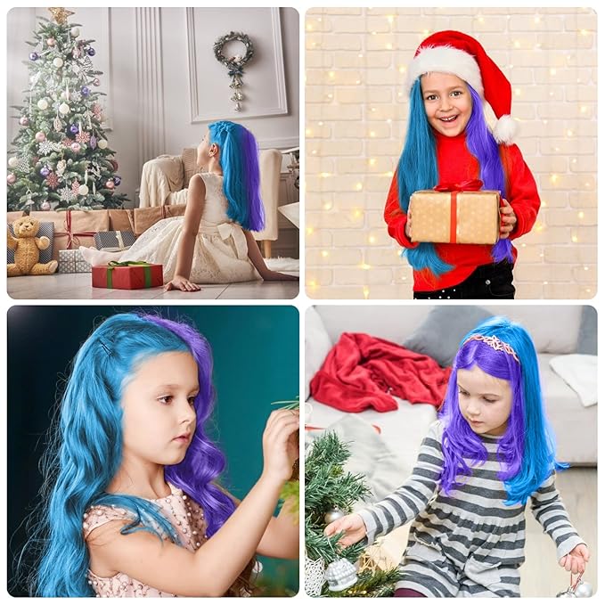 MSDADA Blue and Purple Hair Chalk for Girls-New Hair Chalk Comb Temporary Bright Washable Hair Color Dye for Kids-Girls Toys Gifts for Birthday,Easter,Christmas,Halloween