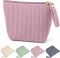MAGEFY Mini Makeup Bag, Cute Small Makeup Bag for Purse Corduroy Cosmetic Bag for Women with Slip-in Pockets Travel Purse Essentials Lipstick Bag(Pink,Mini)