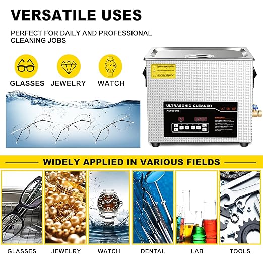 Ultrasonic Cleaner 15L Dual-Frequency Professional Digital Stainless Steel Cleaning Machine with Heater Timer for Denture, Coins, Small Metal Parts, Circuit Board, Lab Tools, etc