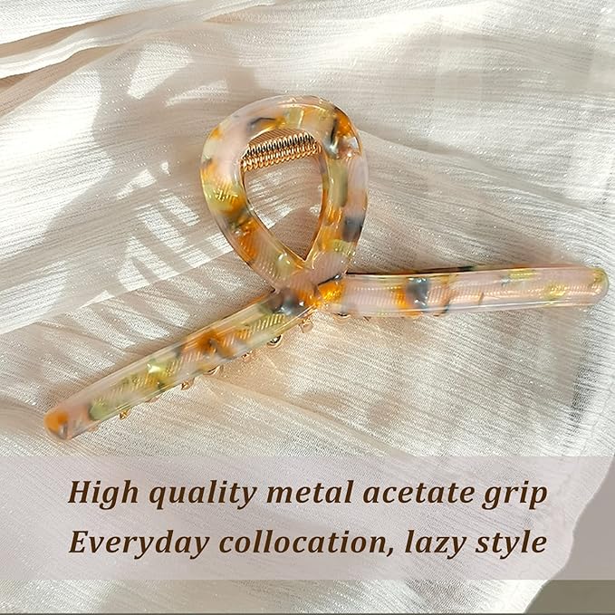 Big Butterfly Hair Claw Clips - Acetate & Metal 4.7" Large Hair Accessories for Women & Girls - 3 Pcs