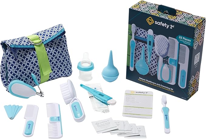 Safety 1st Deluxe Baby Healthcare and Grooming Kit, Arctic Blue, Newborn Baby Essentials, One Size, 25 Pieces