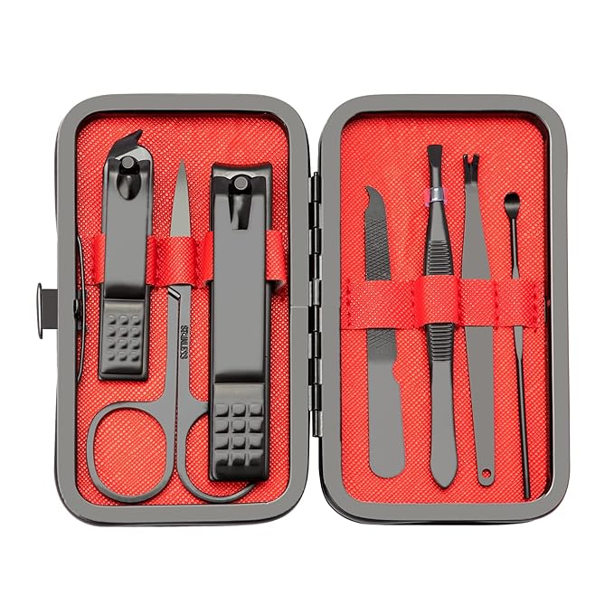 Manicure Set 7 In 1 Stainless Steel Nail Kit Easter Gifts for Men Teens Easter Basket Stuffers Manicure Kit Nail Clippers for Men Gift Under 5 Dollars Nails Tools with Travel Case Mens