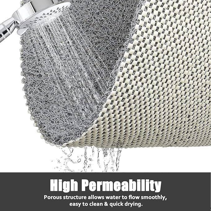 Shower Mat Bathtub Mat Non-Slip - 32x32 Inch, Soft Comfort Bath Mat with Drainage Holes, PVC Loofah Massage Bathmat for Shower, Tub, Bathroom, Wet Areas, Quick Drying