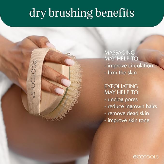 EcoTools Dry Body Brush,for Post Shower & Bath Skincare Routine,Removes Dirt and Promotes Blood Circulation,(Pack of 12)