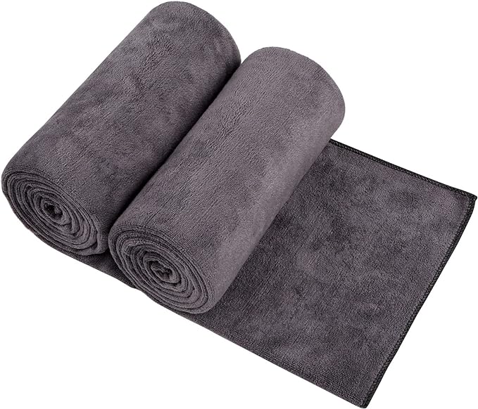 Orighty Bath Towels Pack of 2 - Soft Feel Grey Bath Towel Sets, Highly Absorbent Microfiber Towels for Body, Quick Drying, Microfiber Towel for Sport, Yoga, SPA, Fitness, (27’’ x 54’’)