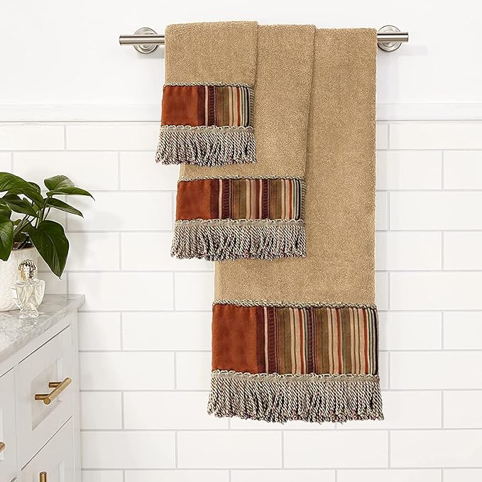 Zahari Home Contempo Modern Bathroom Towel Set - 3 Piece Set, Bath Towel, Hand Towel and Wash Towel - Classic Luxury Contemporary Decor - Beautiful Bath Ensemble - Unique Striped Pattern