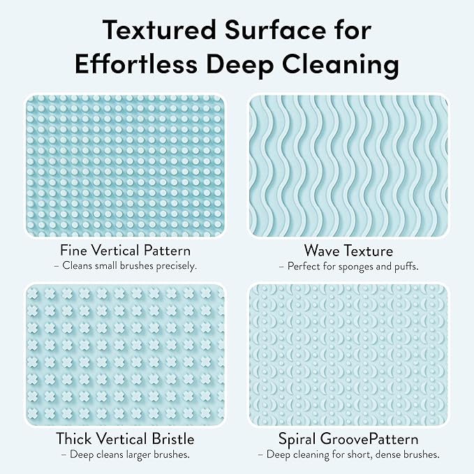 ÉCLAT Makeup Brush Cleaner Mat, 3 in 1 Brush Cleaner Bowl Holder & Cosmetic Tool Organizer Case for Travel, Storage & Air Drying, Portable Make Up Cleaning Tool for Sponges & Powder Puffs (Blue)