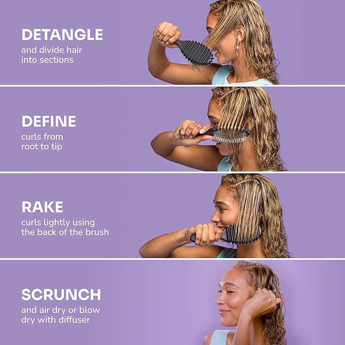 Wet Brush Curl Shaper Detangler Brush, Pink, Curl Defining for Curly and Coily Hair Types, IntelliFlex Bristles Detangle for Frizz-Free Shaping, Made for Women, Men & Kids