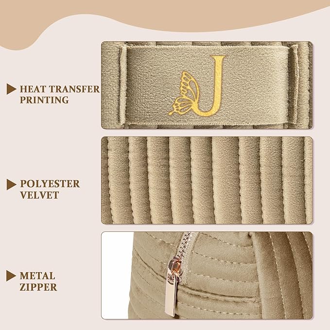 COSHAYSOO Sister Birthday Gifts for Women Best Friend Bestie Friendship Fashion Makeup Bag Make Up Cosmetic Pouch Travel Size Toiletries Skin Care Essentials Organizer Velvet Initial Letter J