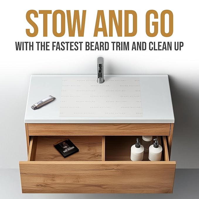 Disposable Beard Hair Catcher for Men - No Plastics - Biodegradable Sink Cover for Shaving and Trimming - Beard Bib Alternative - Simply Buzz, Catch, Toss
