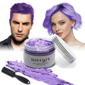 Temporary Purple Hair Spray Color Wax with Dye Brush, Instant Natural Violet Hairstyle Cream 4.23 oz, Disposable Coloring Mud for Men Women, Washable Styling Pomades, Party Cosplay DIY Halloween